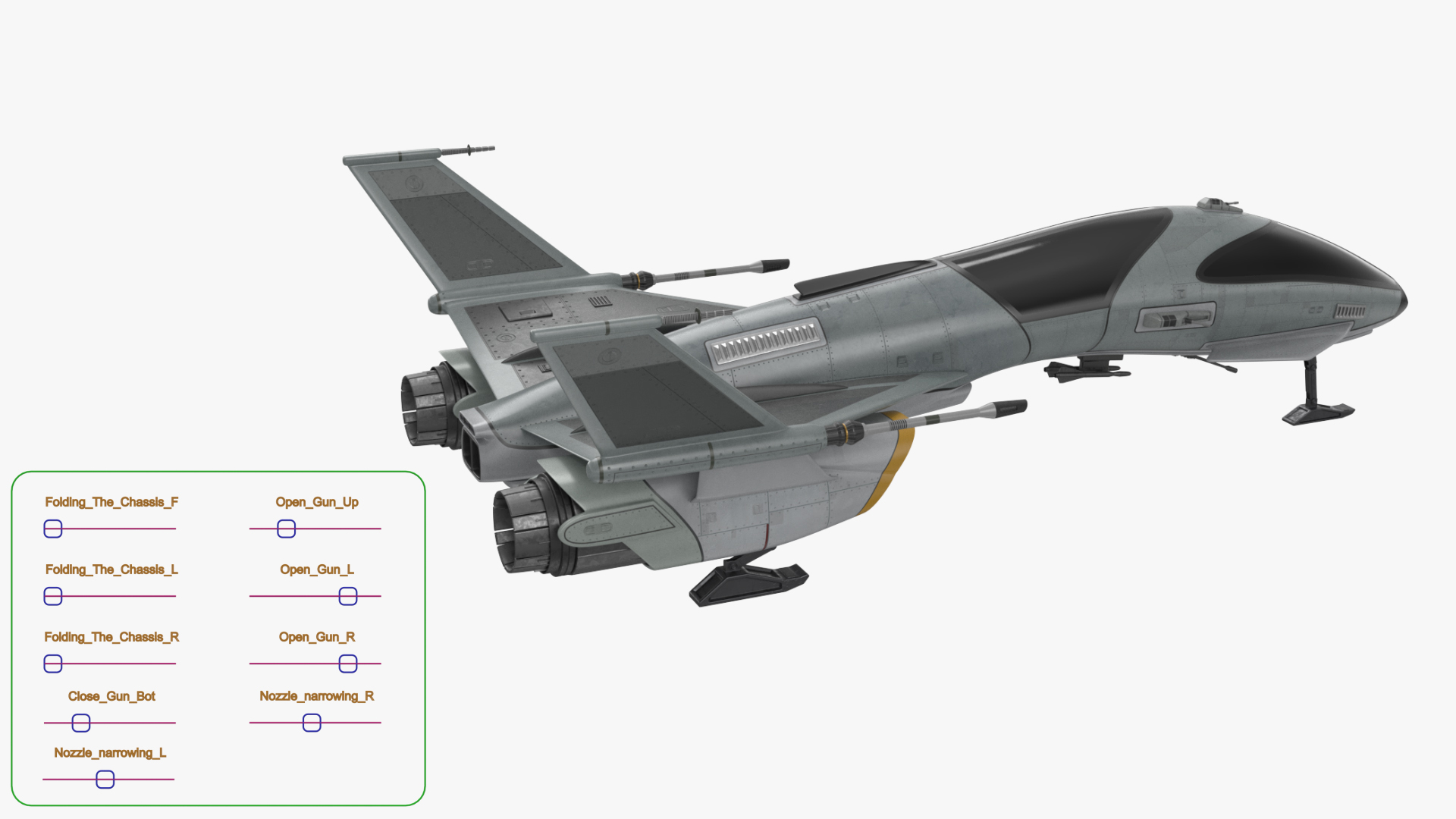 3D model Futuristic Fighter Spaceship Rigged
