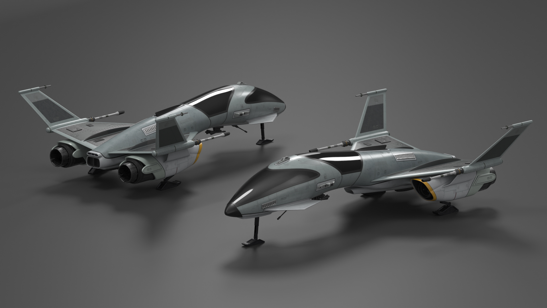 3D model Futuristic Fighter Spaceship Rigged
