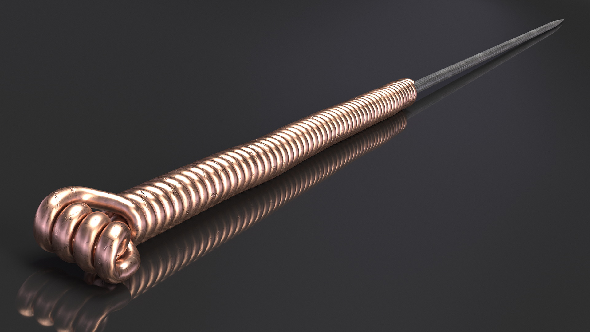 3D Long Acupuncture Needle Gold model