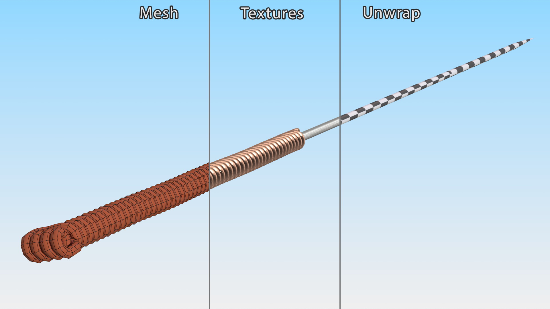 3D Long Acupuncture Needle Gold model
