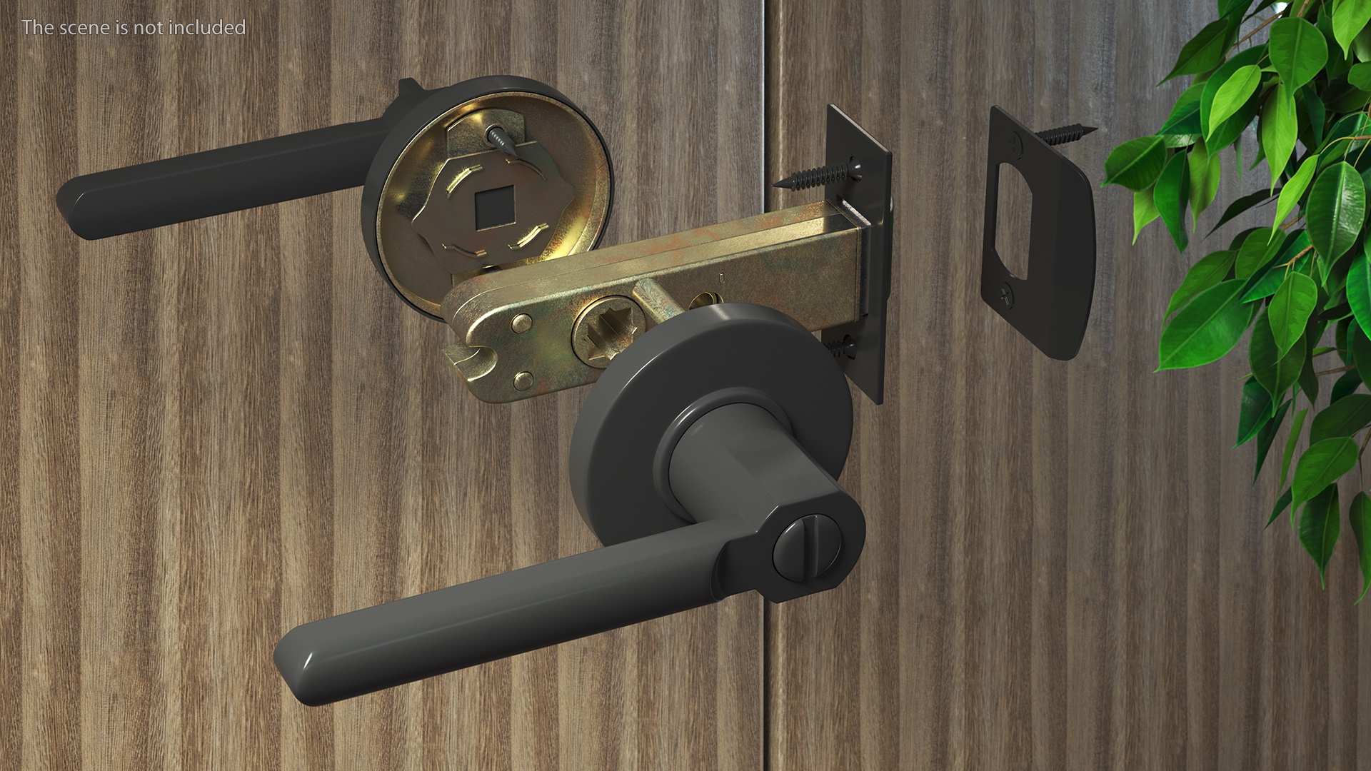 3D model Passage Door Lock with Handle Black