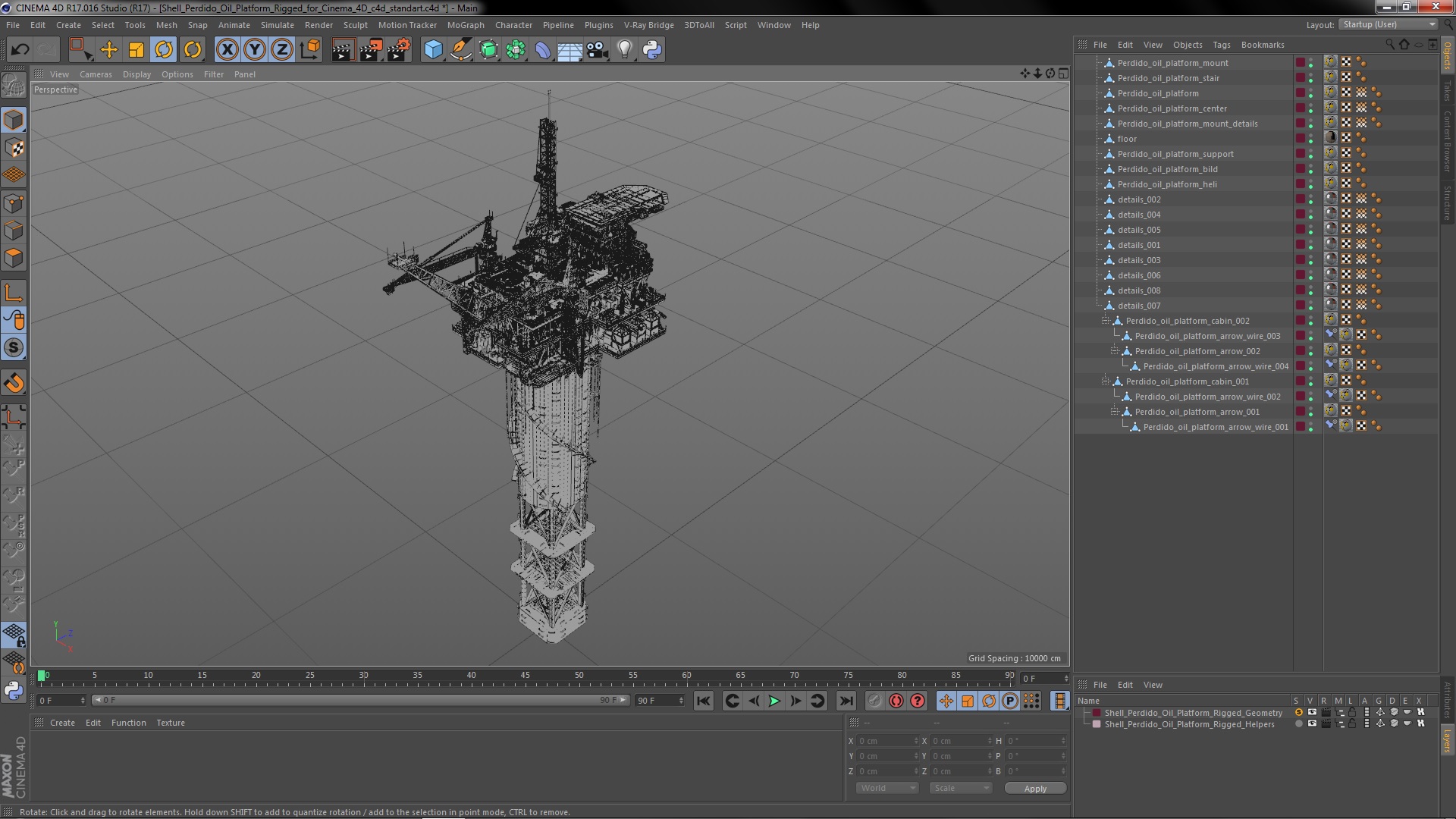 Shell Perdido Oil Platform Rigged for Cinema 4D 3D
