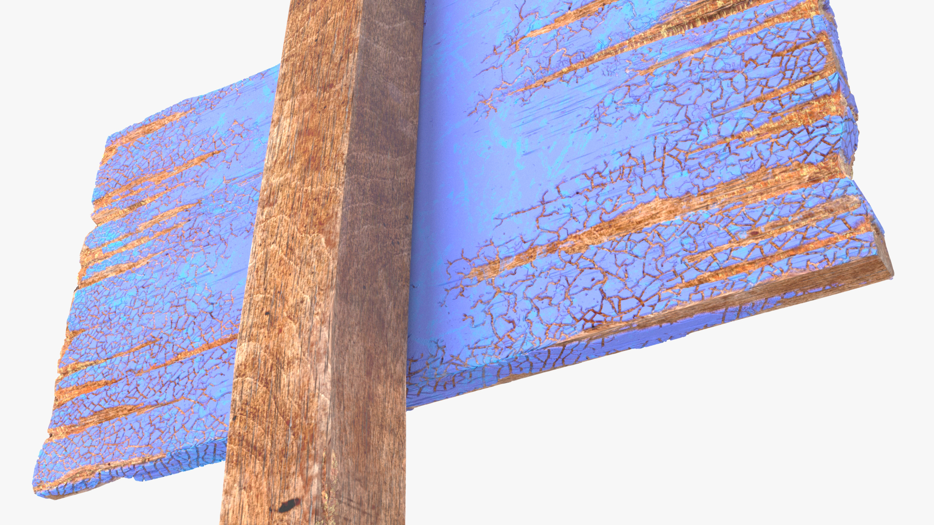 Old Rustic Wooden Road Sign 3D