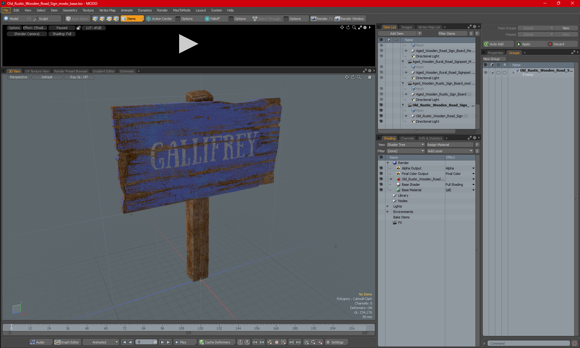 Old Rustic Wooden Road Sign 3D