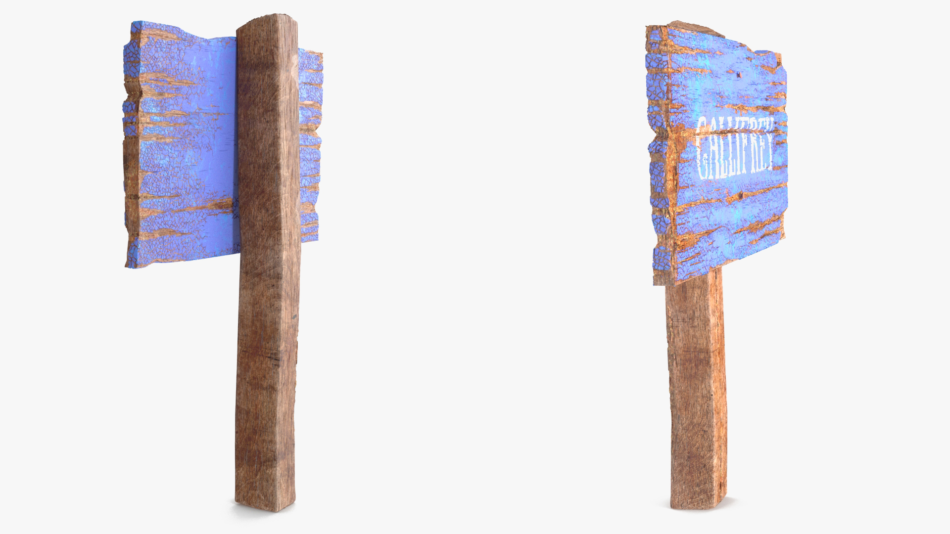 Old Rustic Wooden Road Sign 3D