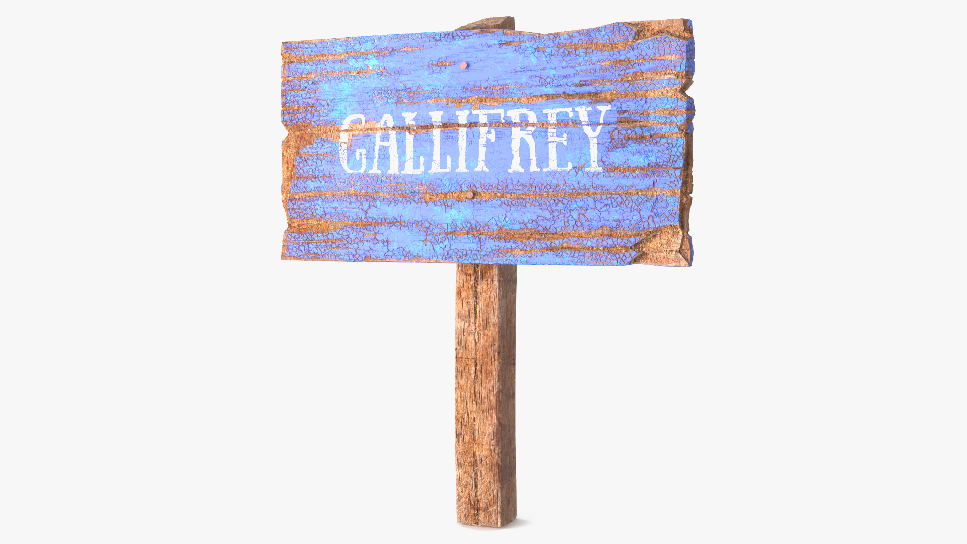 Old Rustic Wooden Road Sign 3D