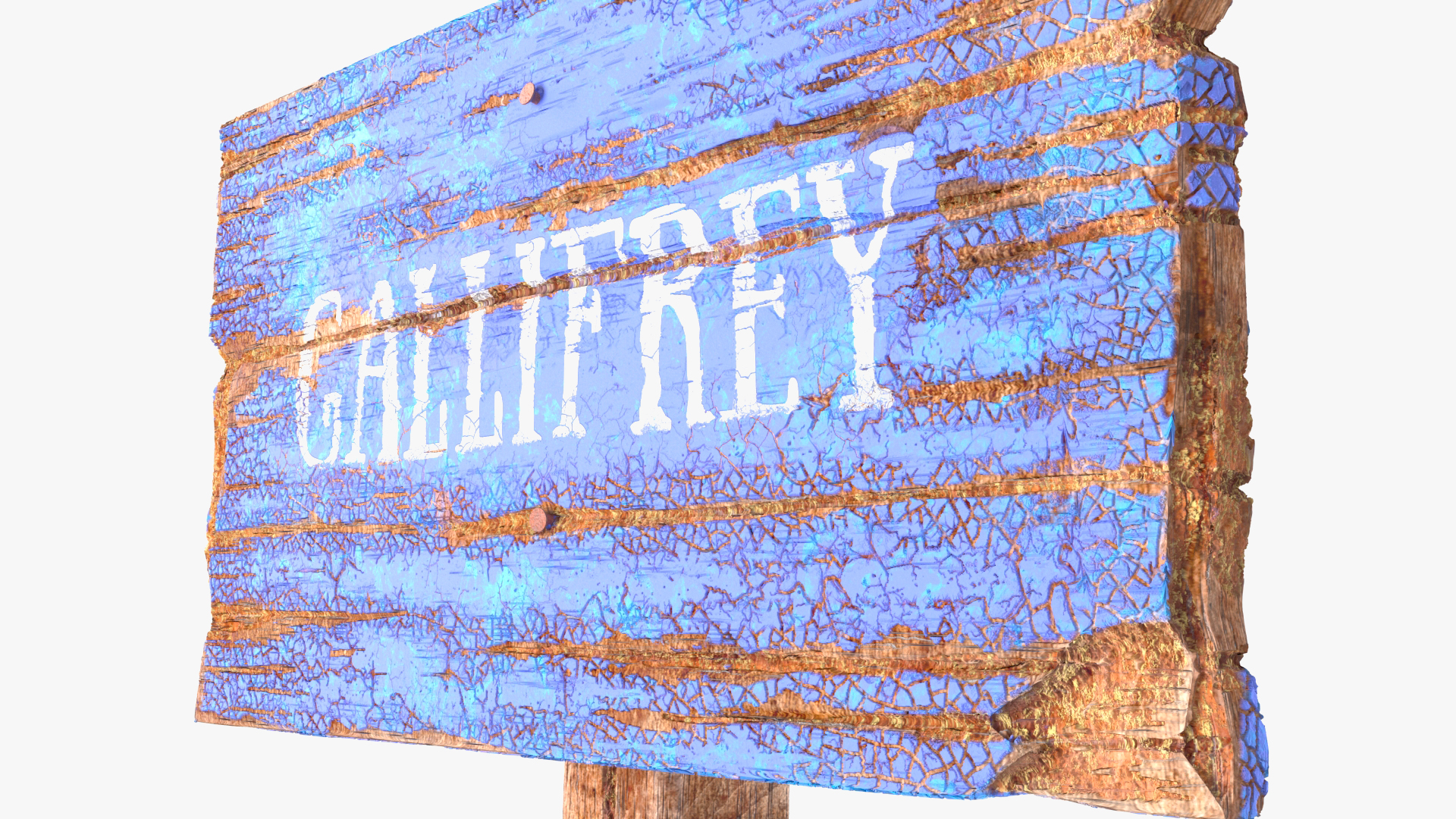 Old Rustic Wooden Road Sign 3D