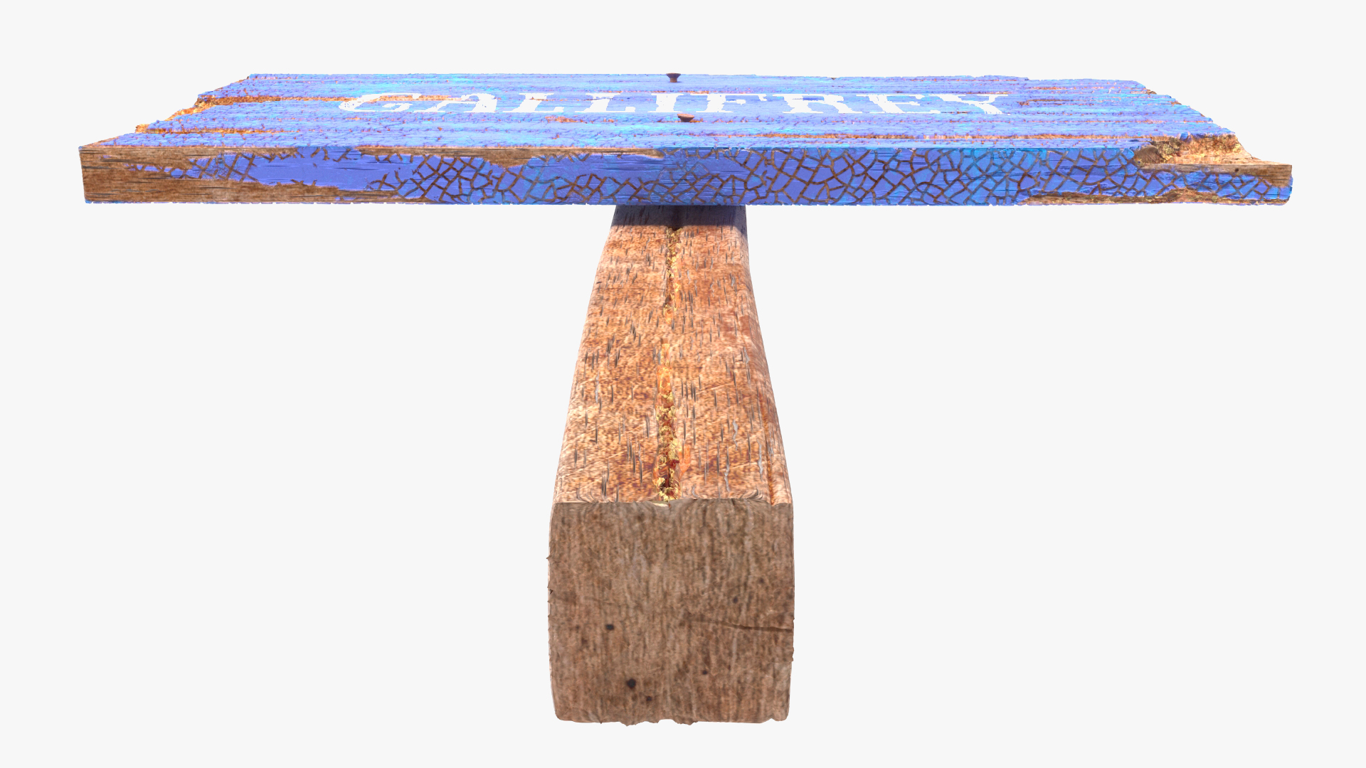 Old Rustic Wooden Road Sign 3D