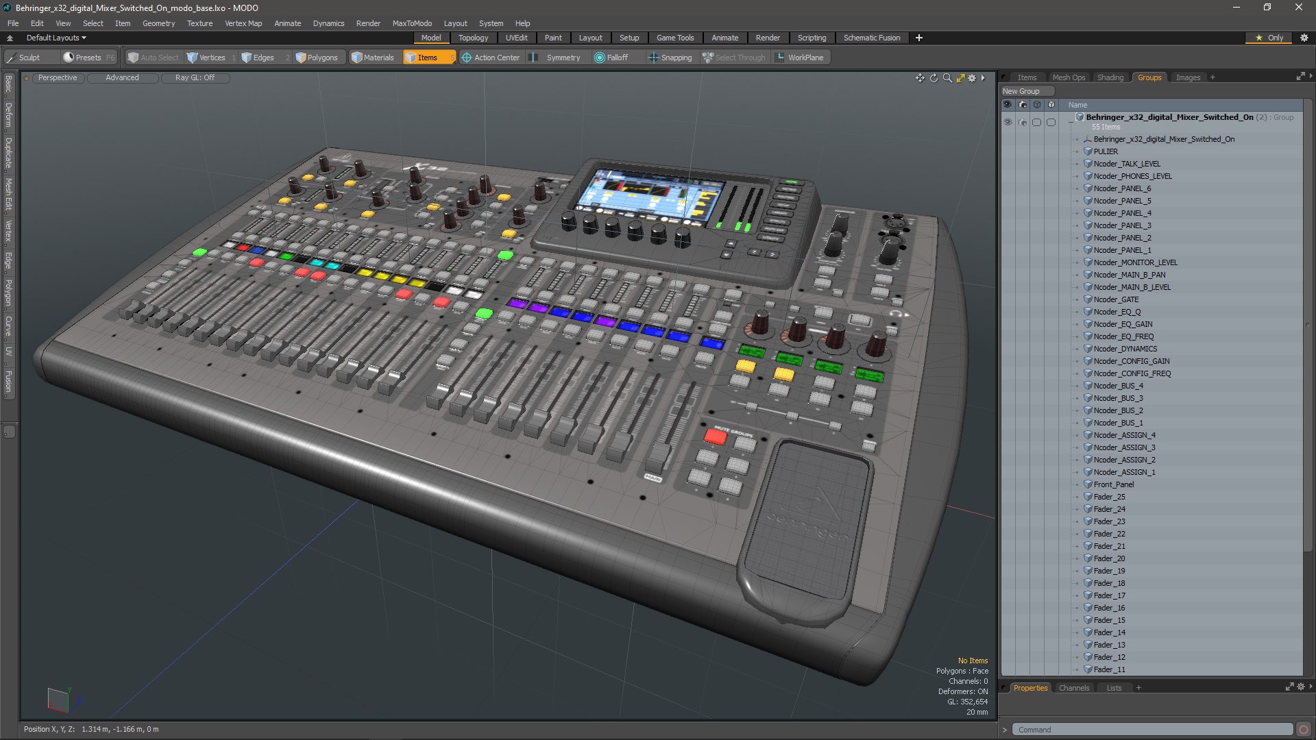 Behringer x32 digital Mixer Switched On 3D model