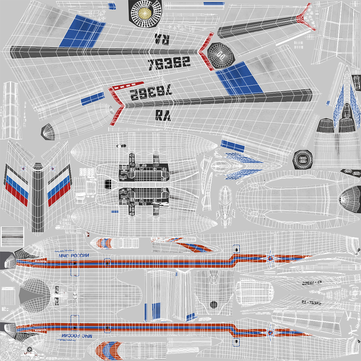 Ilyushin Il 76 Emergency Russian Air Force 3D