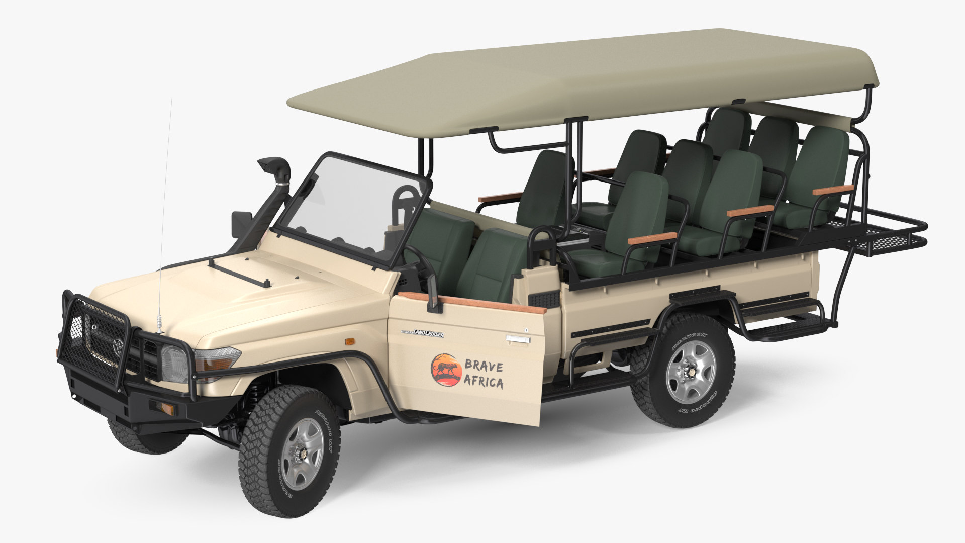 3D Toyota Land Cruiser Safari Open Sided Beige Clean Rigged