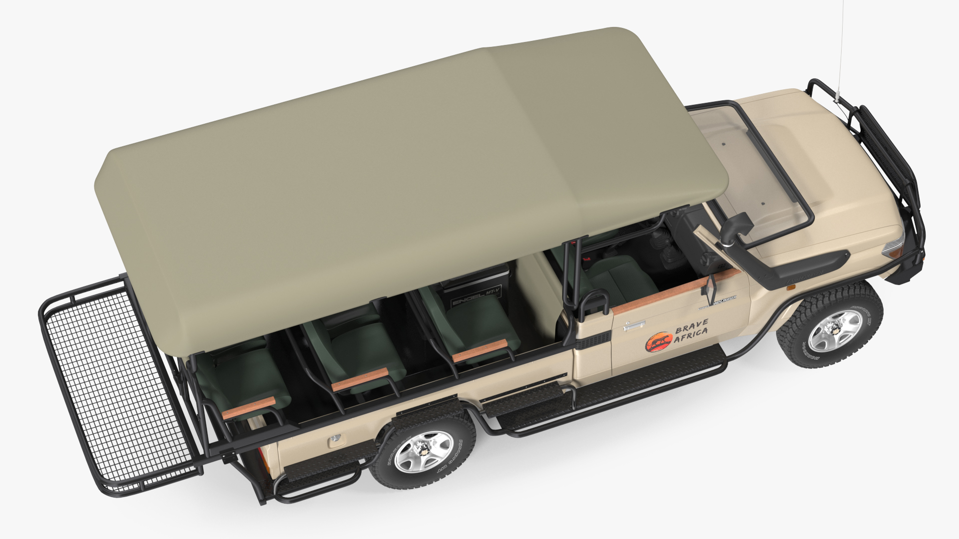 3D Toyota Land Cruiser Safari Open Sided Beige Clean Rigged