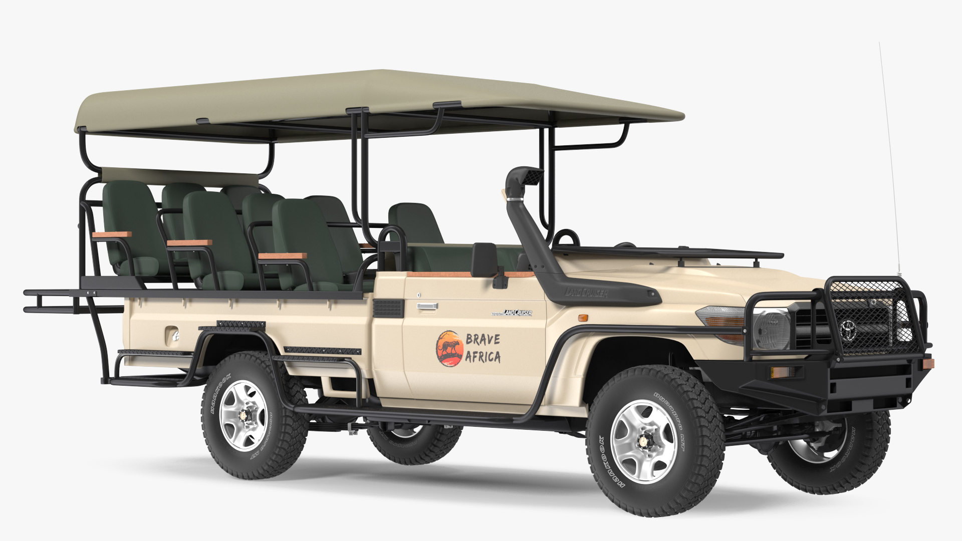 3D Toyota Land Cruiser Safari Open Sided Beige Clean Rigged