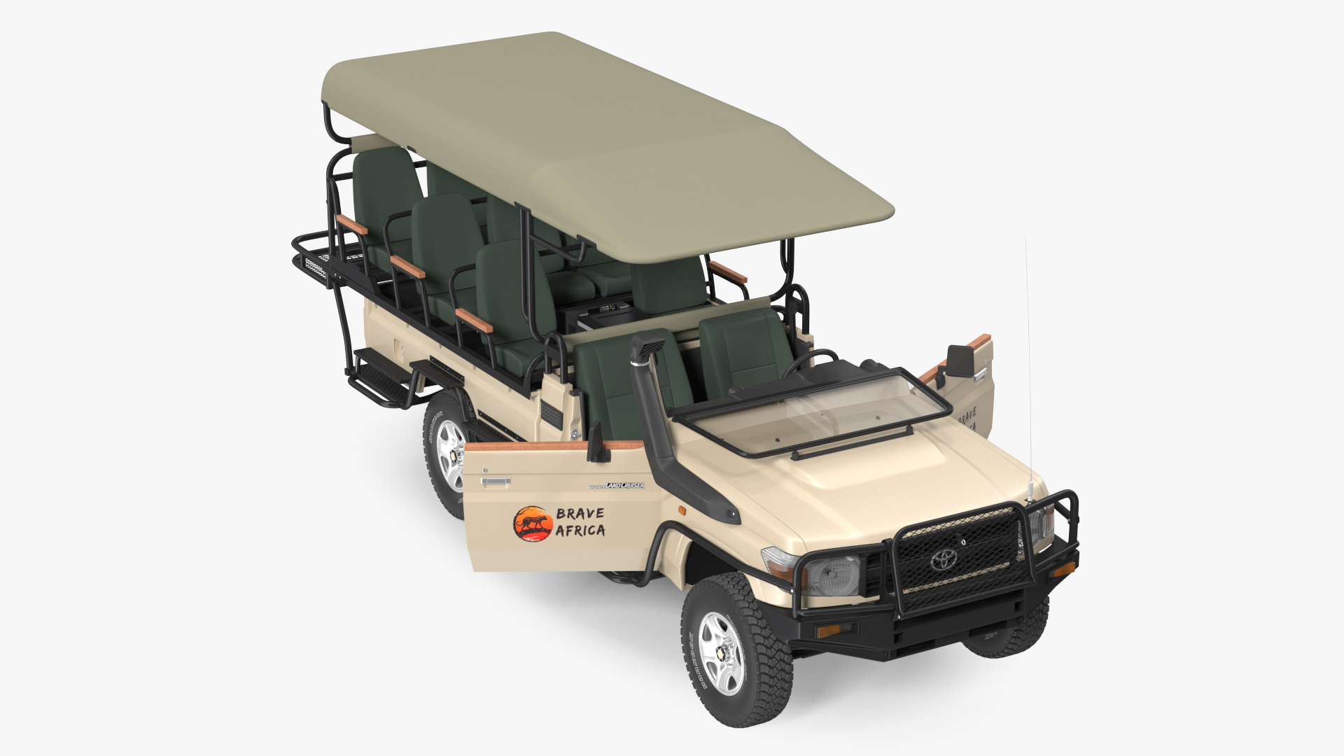 3D Toyota Land Cruiser Safari Open Sided Beige Clean Rigged