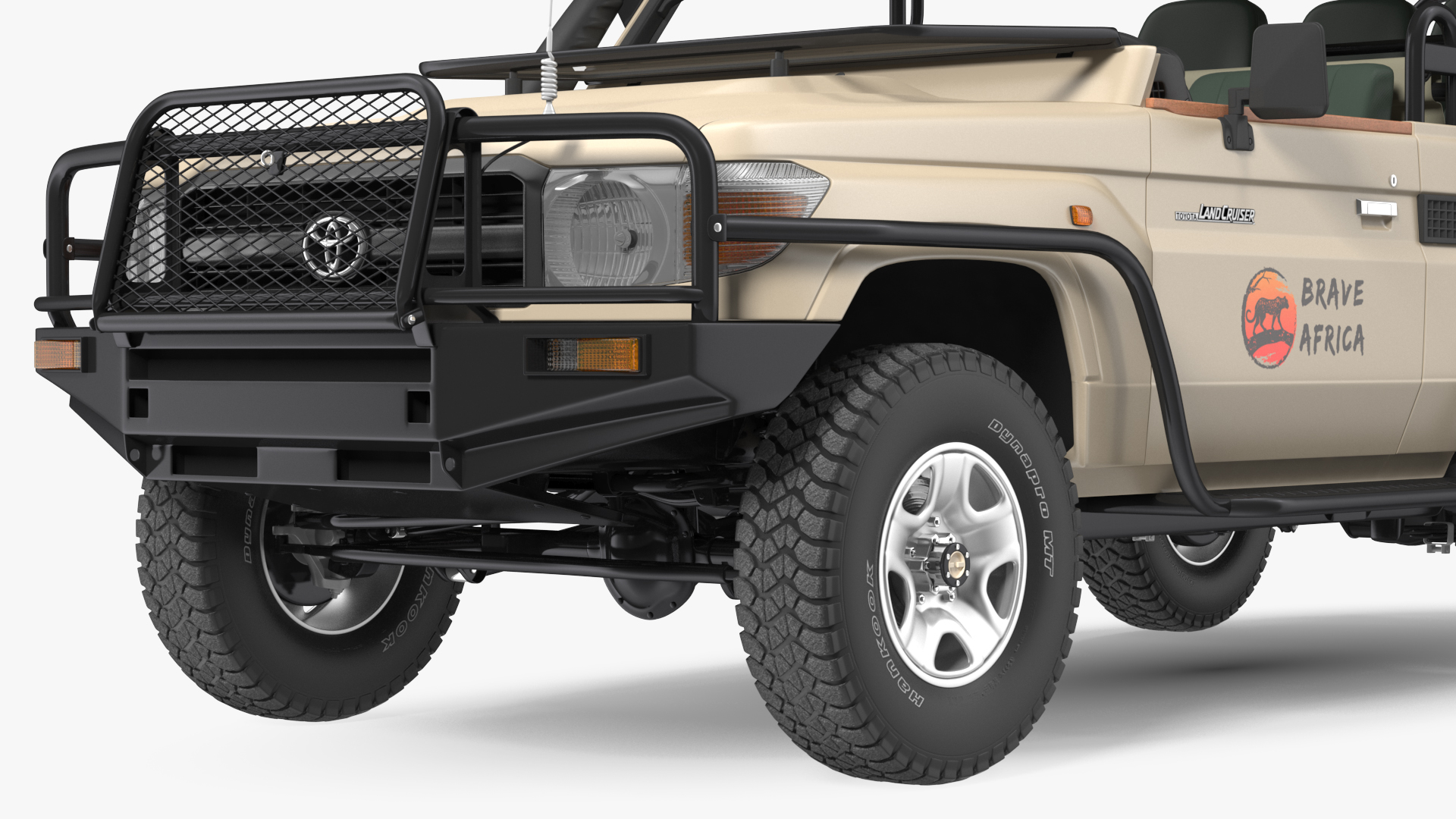 3D Toyota Land Cruiser Safari Open Sided Beige Clean Rigged