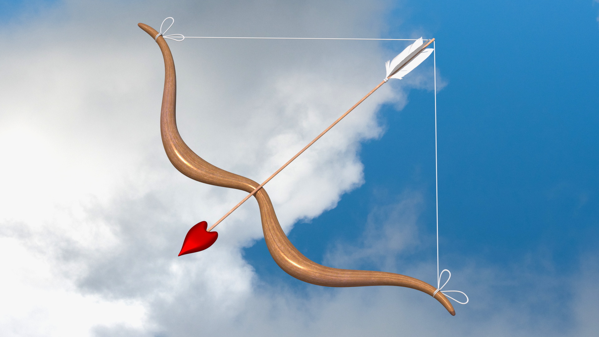 3D model Bow and Arrow with the String Drawn