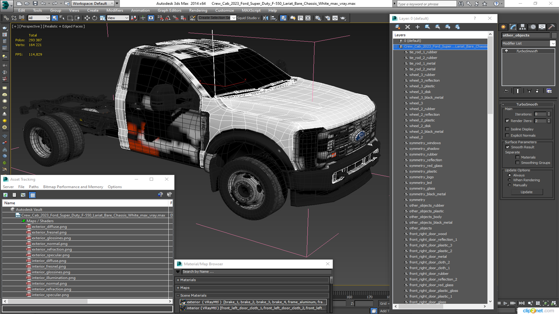 3D Crew Cab 2023 Ford Super Duty F-550 Lariat Bare Chassis White
