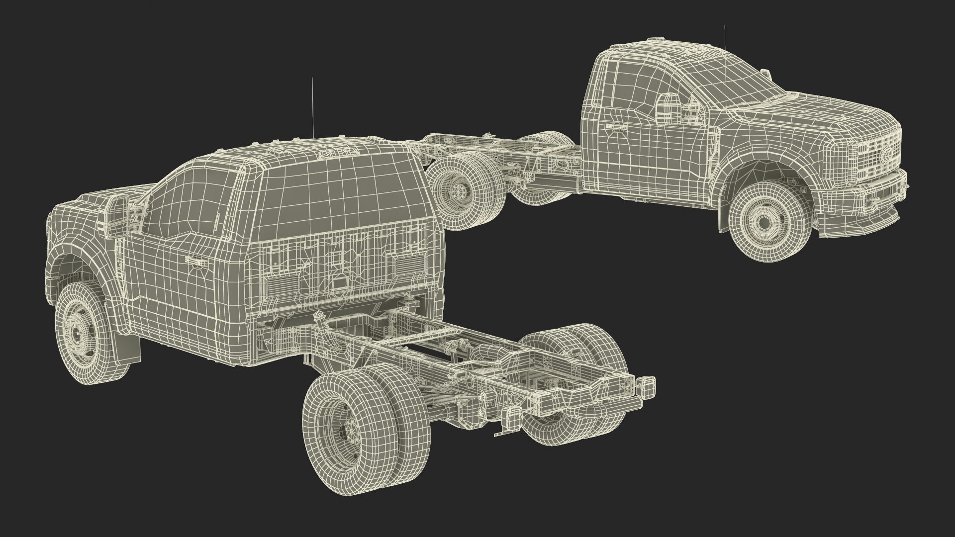 3D Crew Cab 2023 Ford Super Duty F-550 Lariat Bare Chassis White