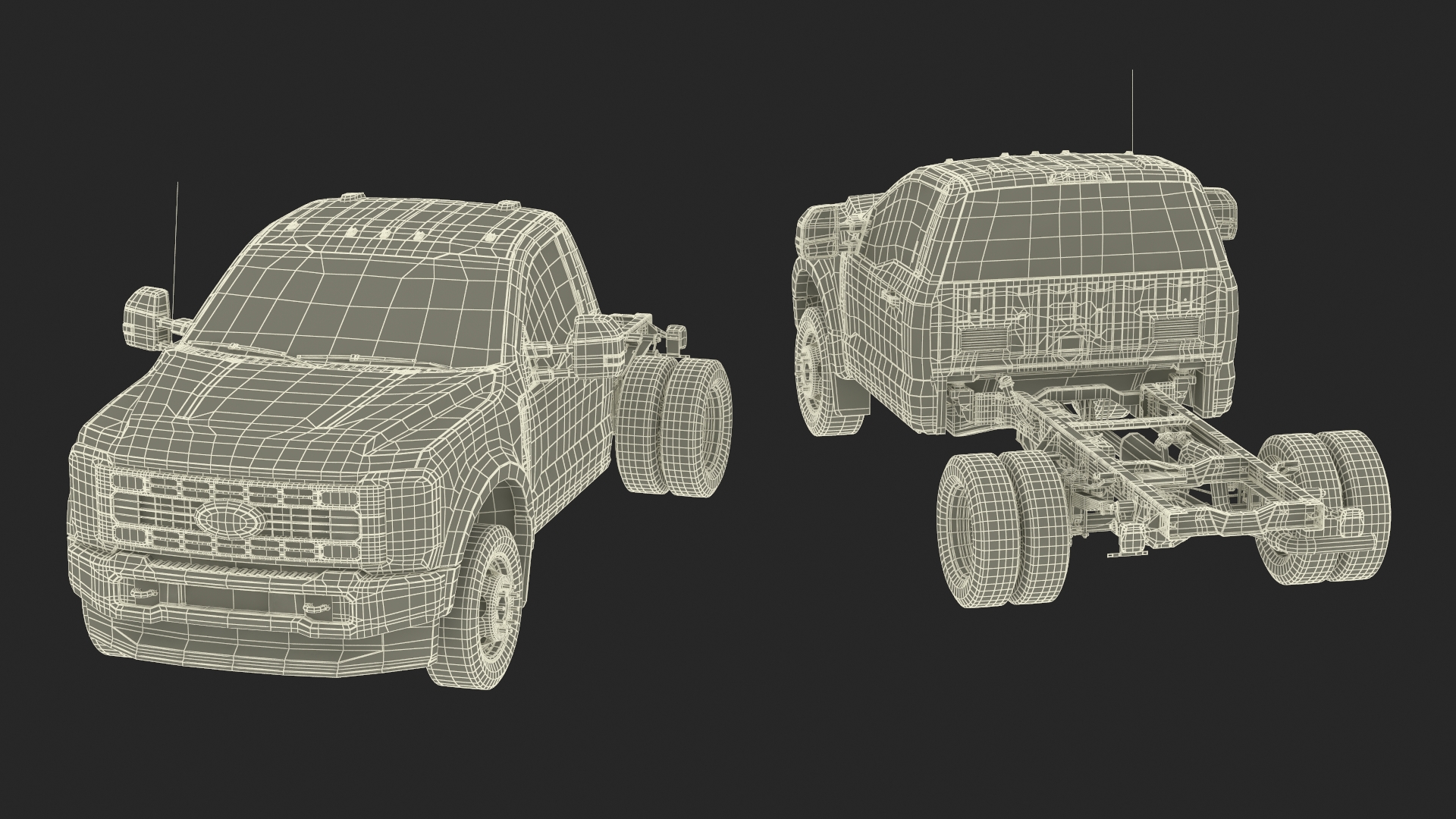 3D Crew Cab 2023 Ford Super Duty F-550 Lariat Bare Chassis White
