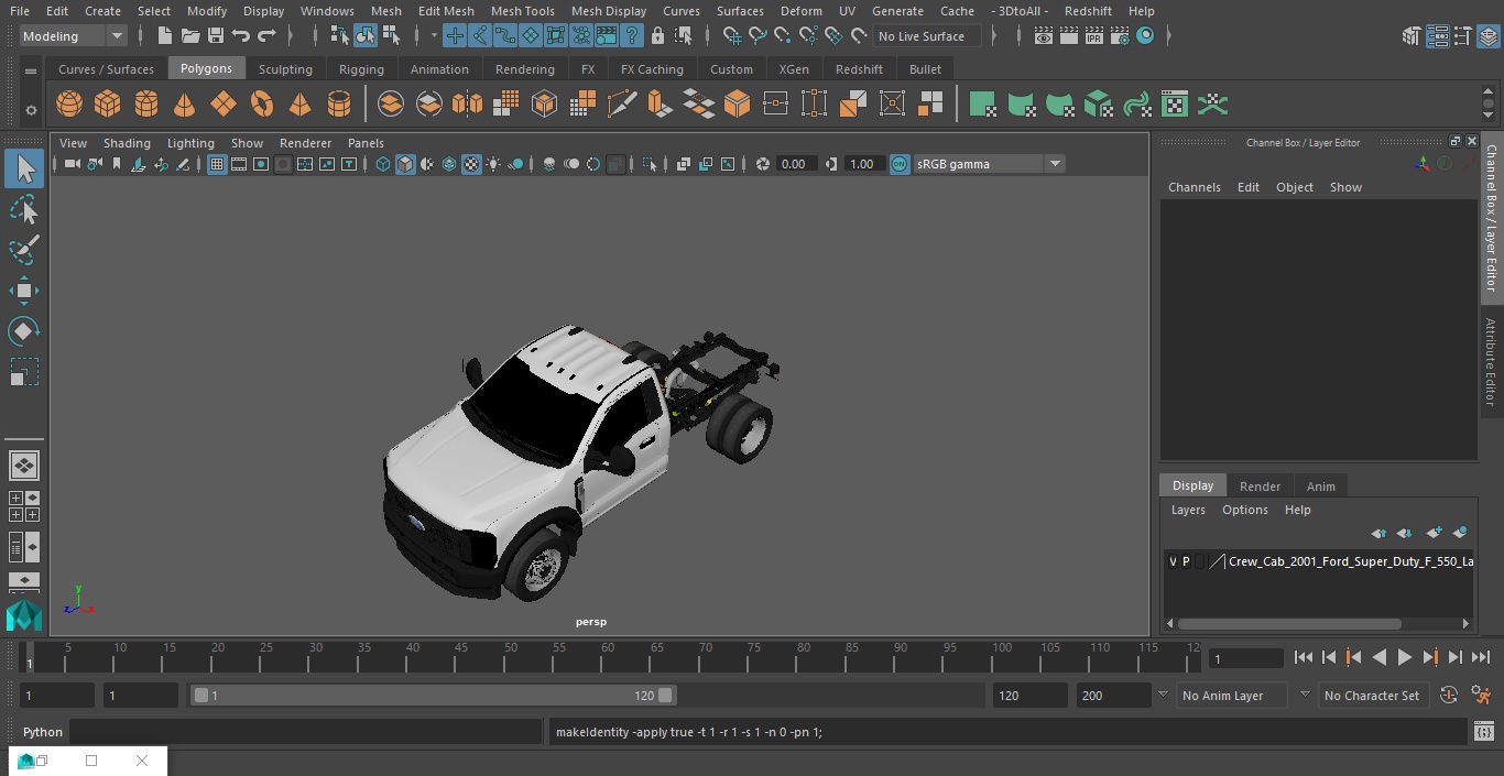 3D Crew Cab 2023 Ford Super Duty F-550 Lariat Bare Chassis White