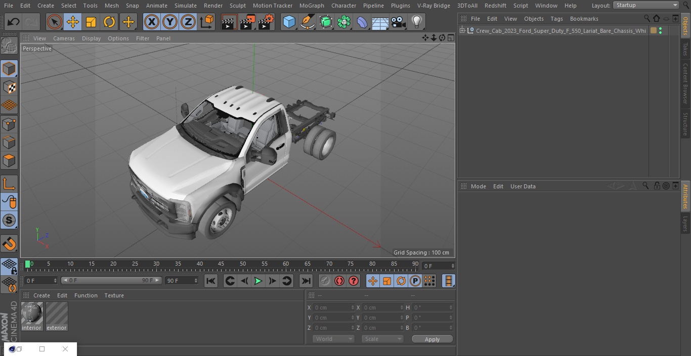 3D Crew Cab 2023 Ford Super Duty F-550 Lariat Bare Chassis White