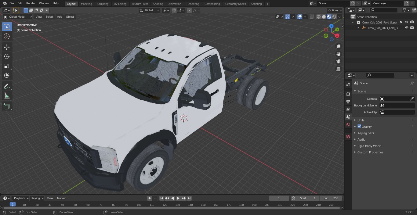 3D Crew Cab 2023 Ford Super Duty F-550 Lariat Bare Chassis White