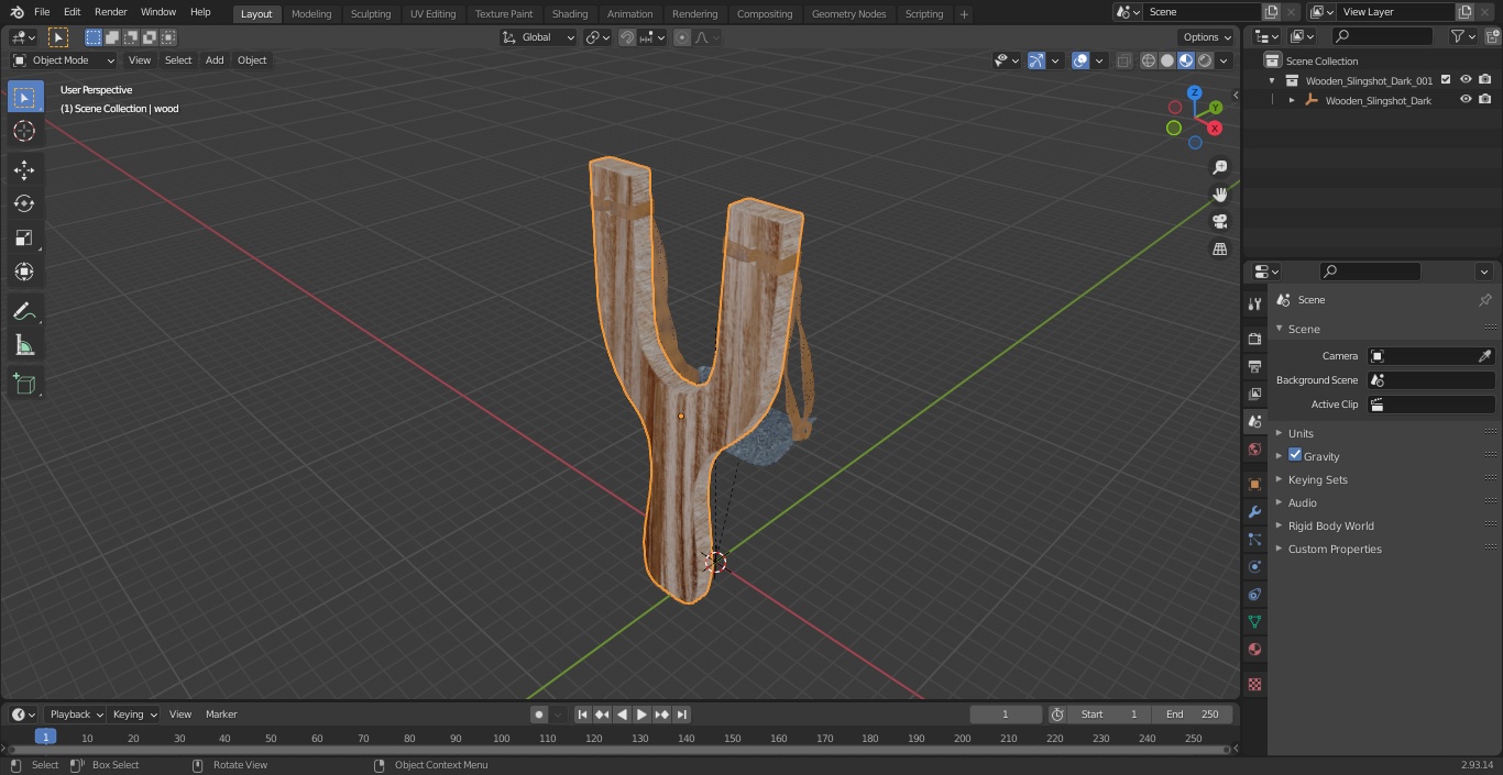 3D Wooden Slingshot Dark