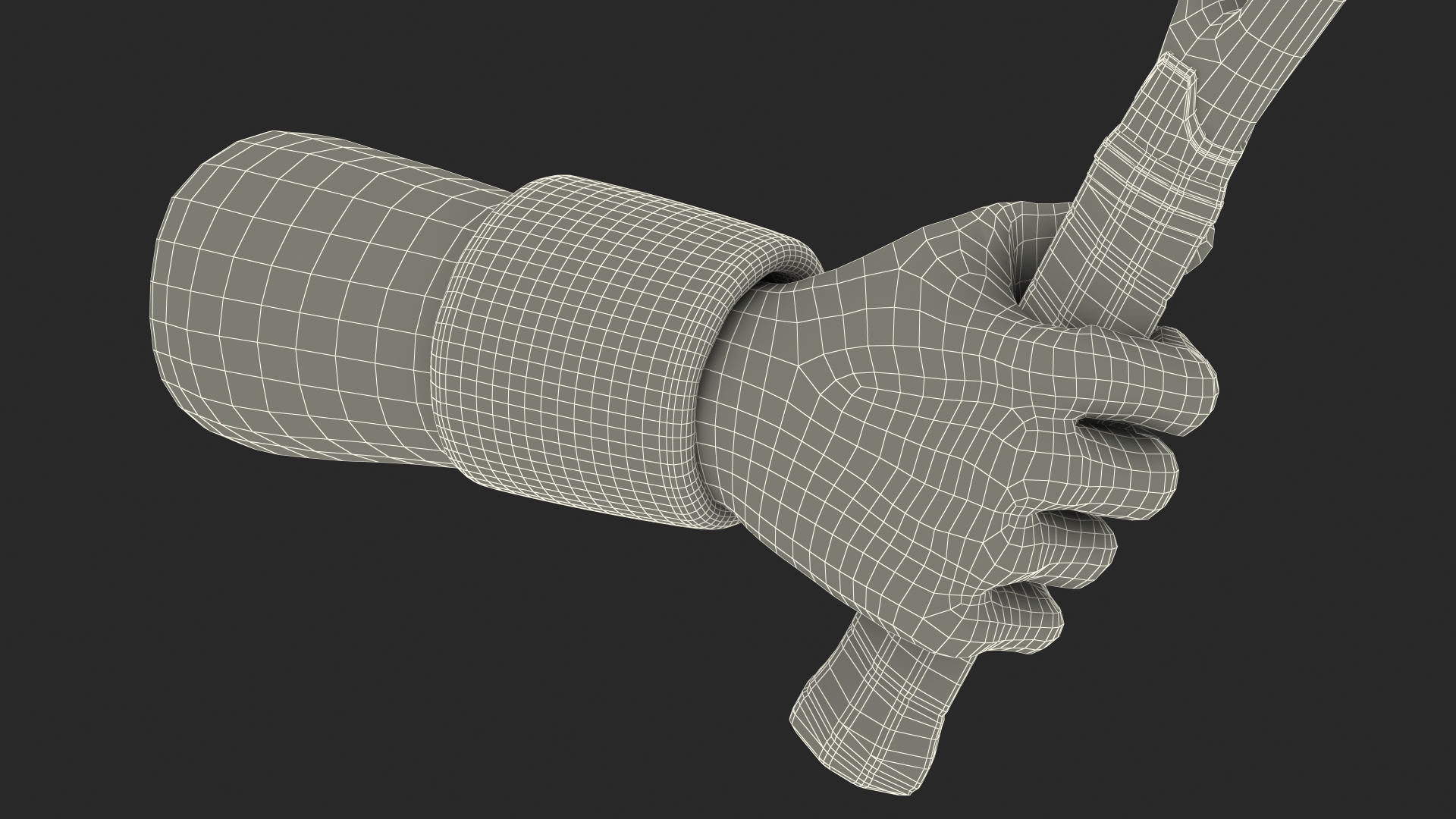 3D Man Hand with Nike Swoosh Wristband Holds Tennis Racquet Rigged model