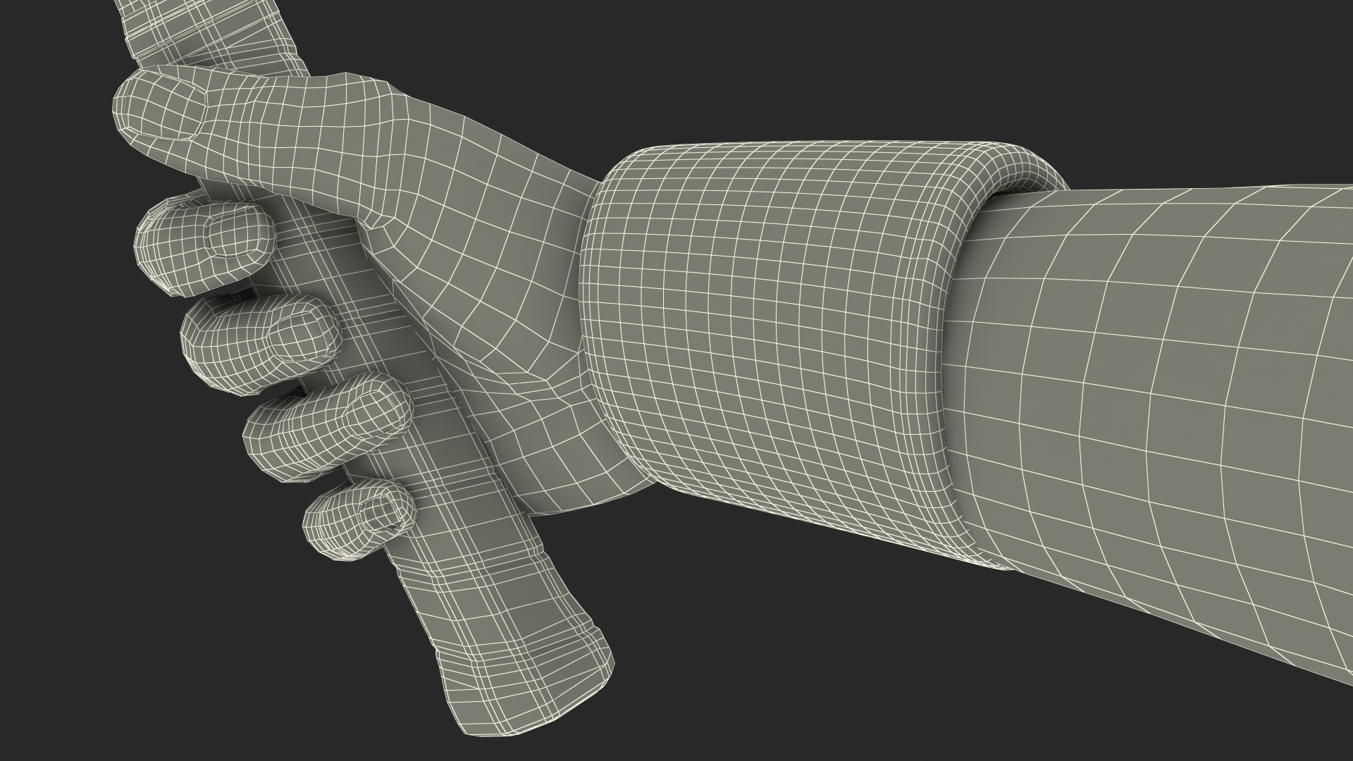 3D Man Hand with Nike Swoosh Wristband Holds Tennis Racquet Rigged model