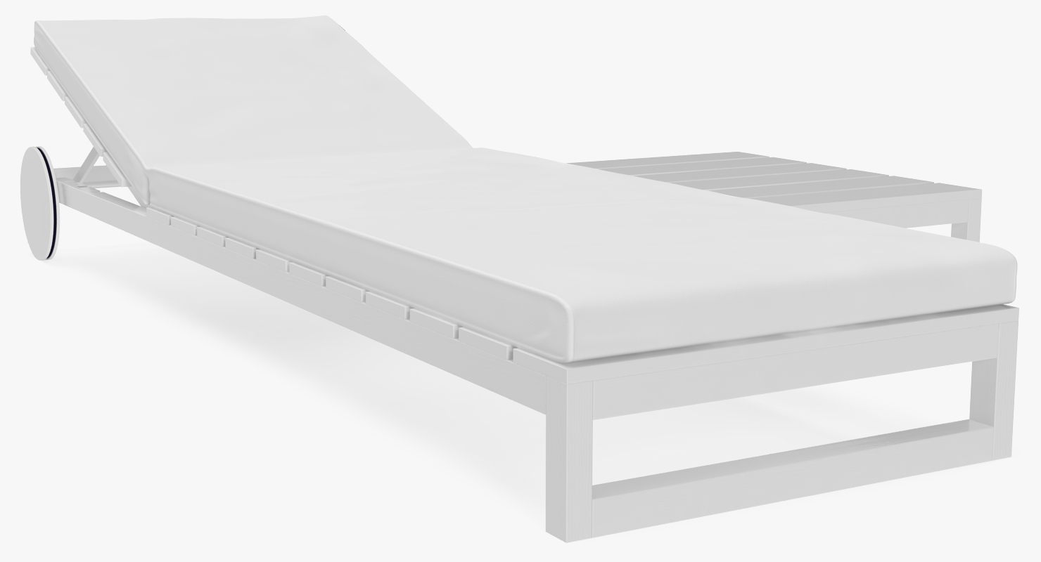 Outdoor Chaise Lounge with Table 3D