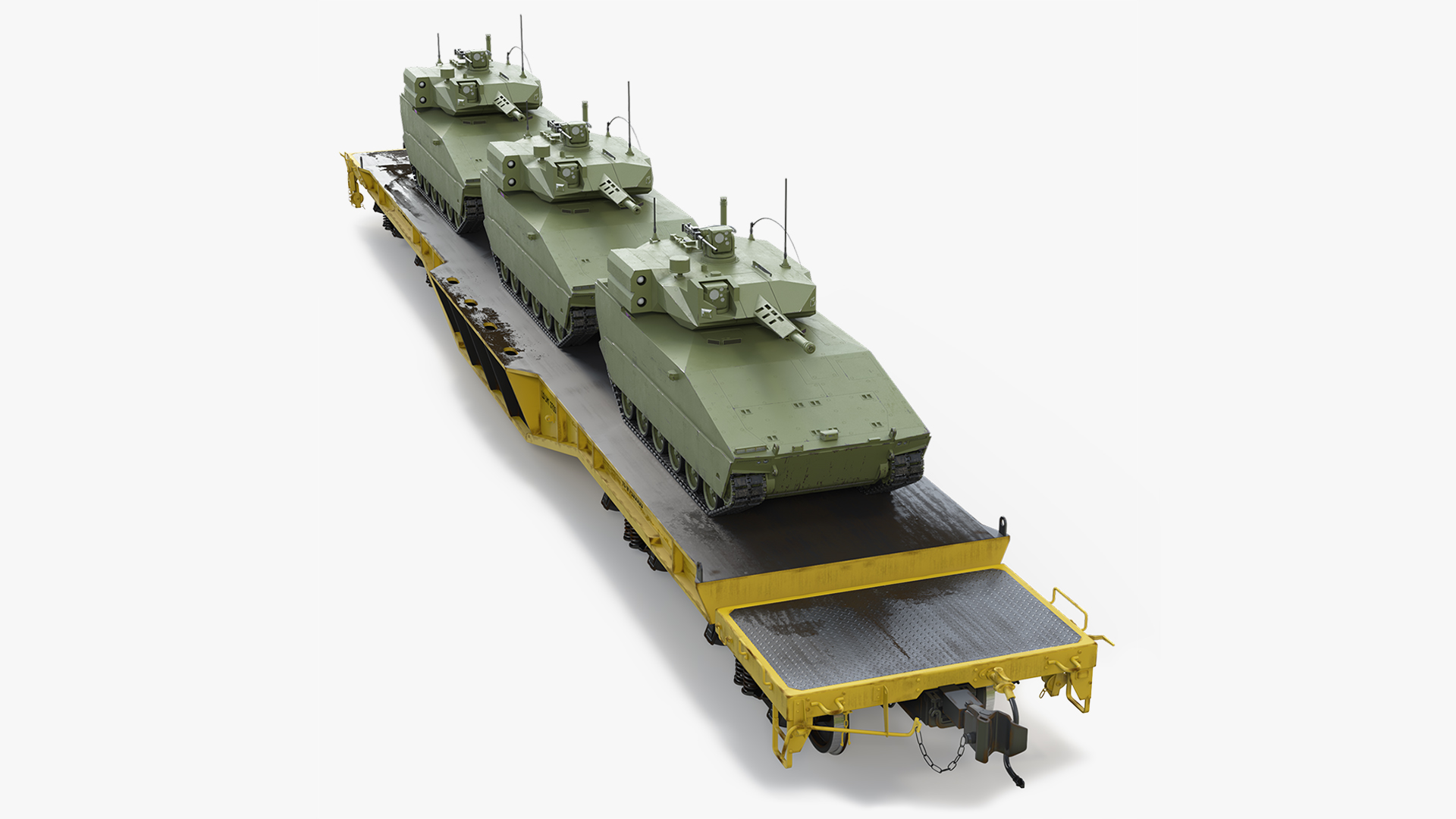 Freight Flat Wagon with Infantry Combat Tanks