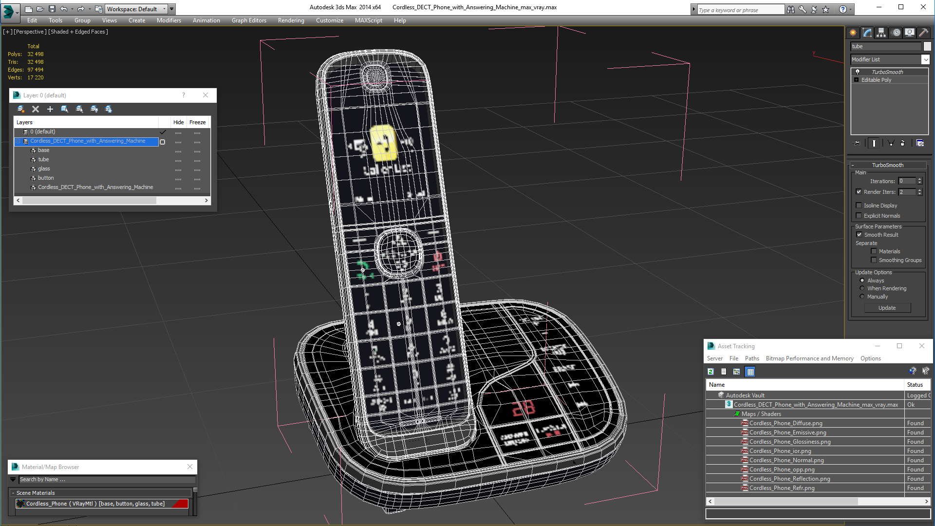 Cordless DECT Phone with Answering Machine 3D