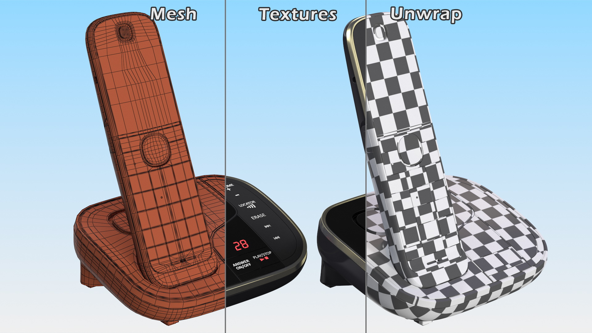 Cordless DECT Phone with Answering Machine 3D