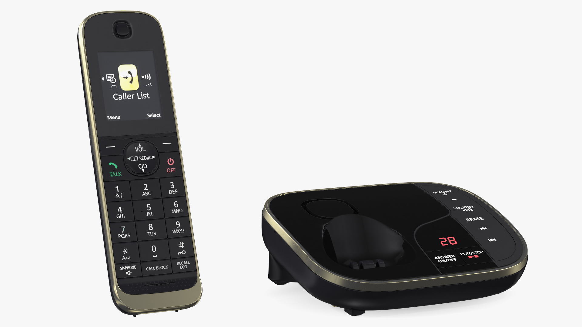 Cordless DECT Phone with Answering Machine 3D