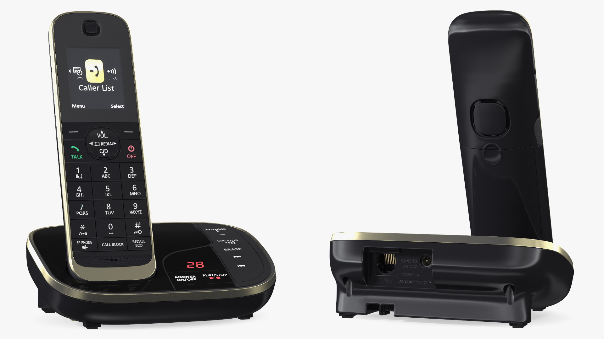Cordless DECT Phone with Answering Machine 3D