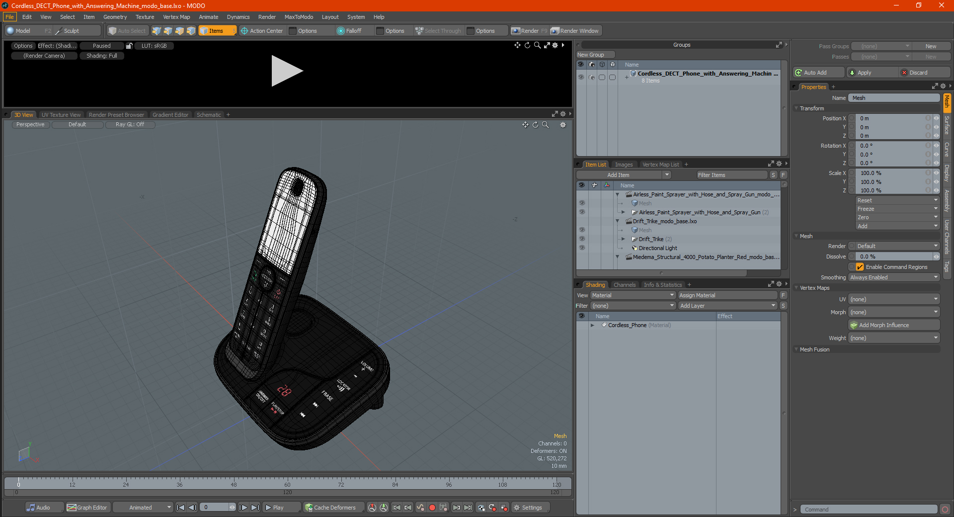 Cordless DECT Phone with Answering Machine 3D