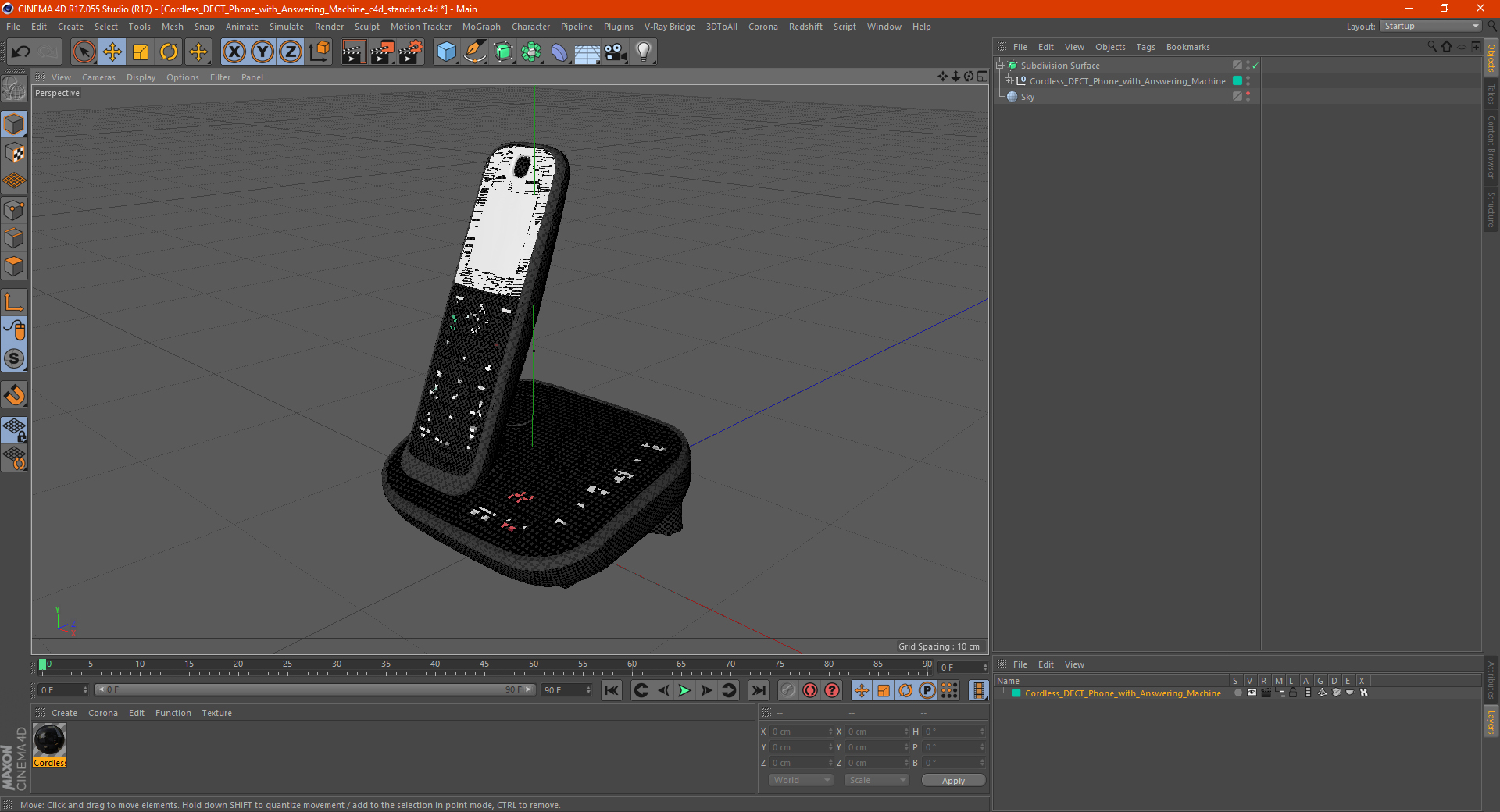 Cordless DECT Phone with Answering Machine 3D