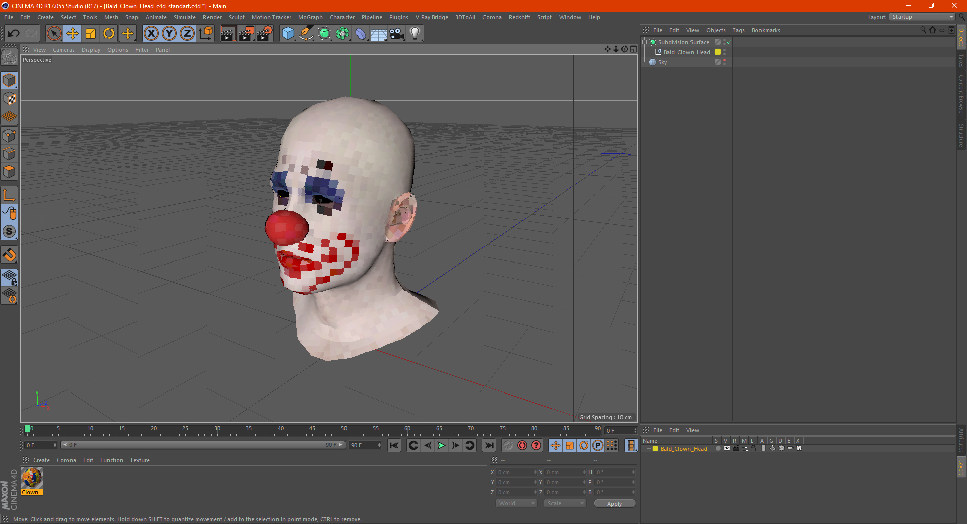 3D model Bald Clown Head