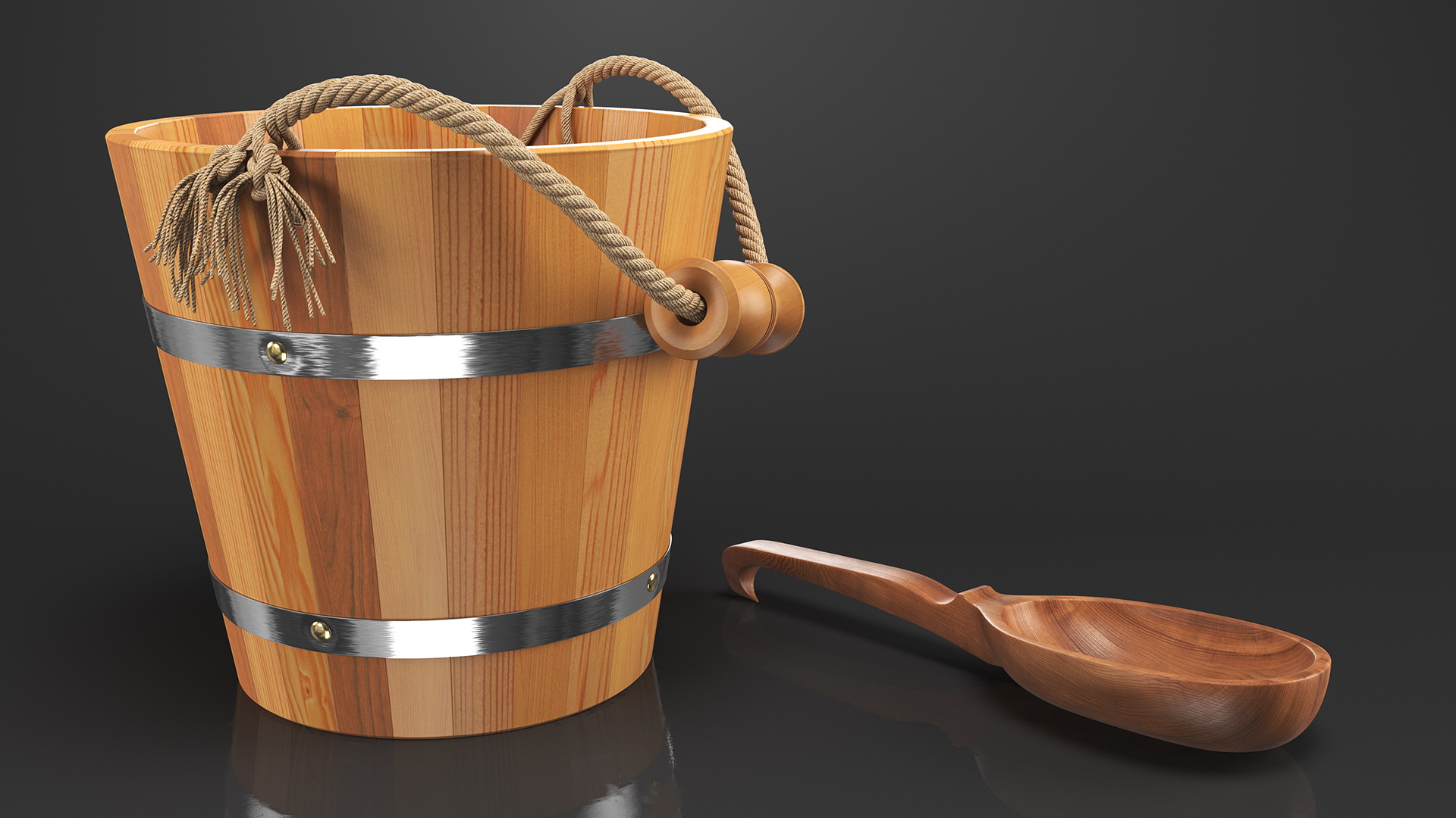 3D Sauna Bucket with Ladle model