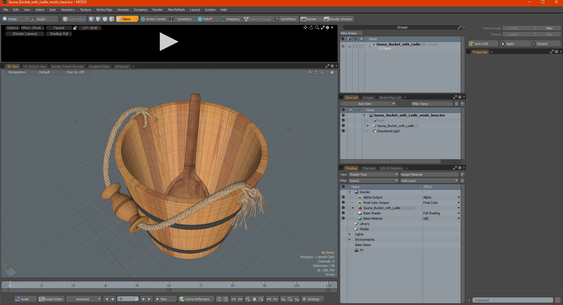 3D Sauna Bucket with Ladle model