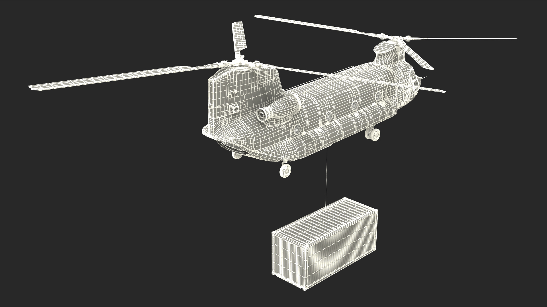 3D US Army Transport Helicopter With 20 ft ISO Container model