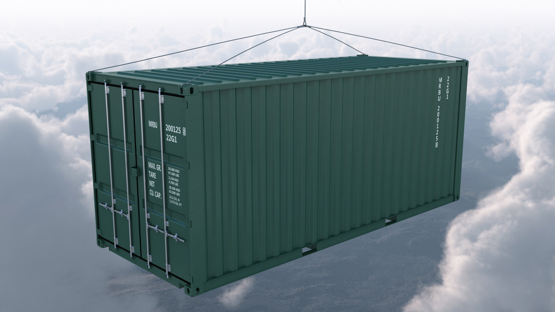 3D US Army Transport Helicopter With 20 ft ISO Container model