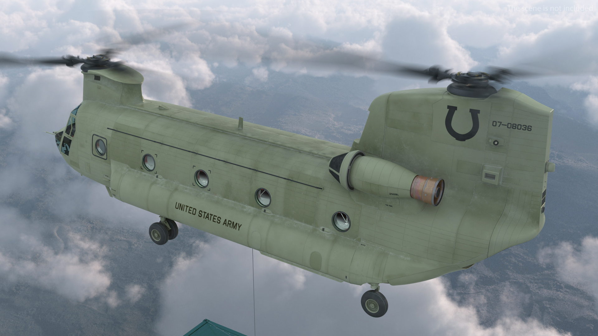 3D US Army Transport Helicopter With 20 ft ISO Container model