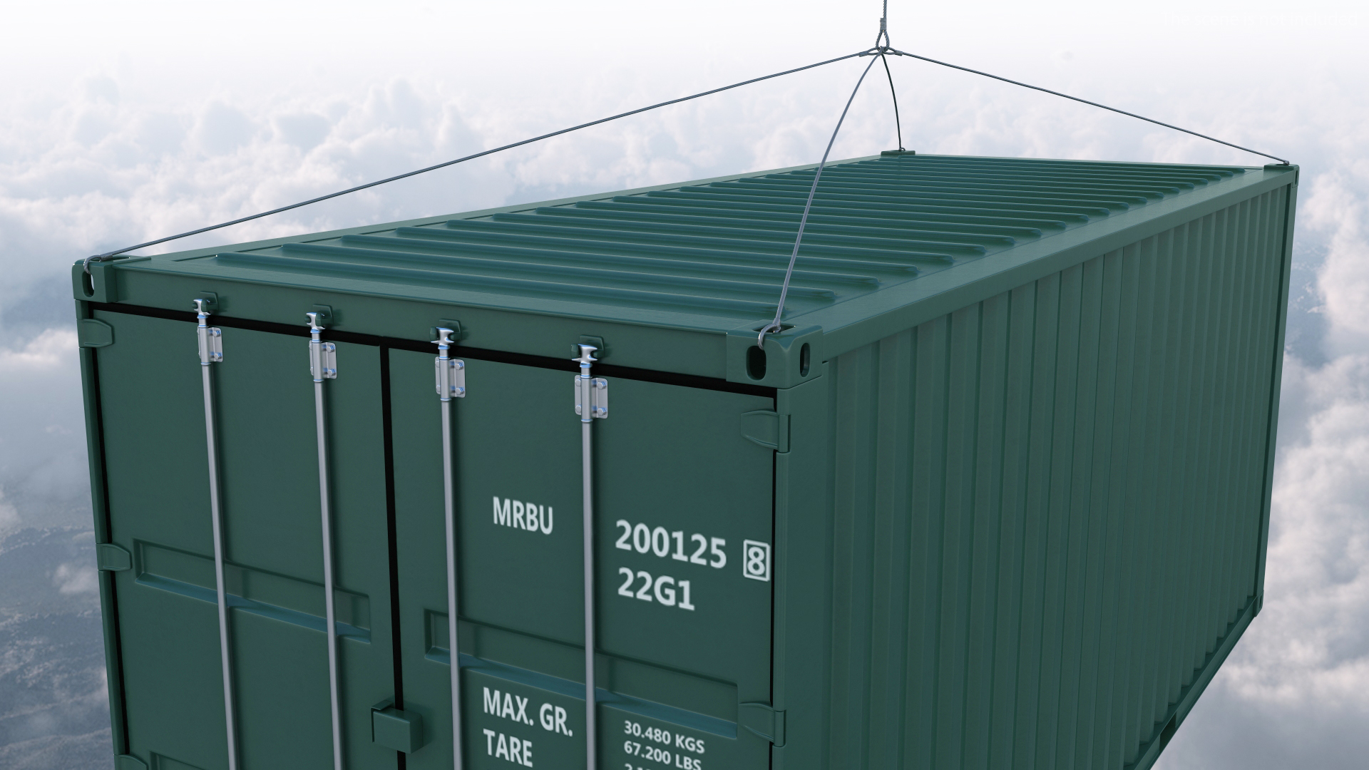 3D US Army Transport Helicopter With 20 ft ISO Container model