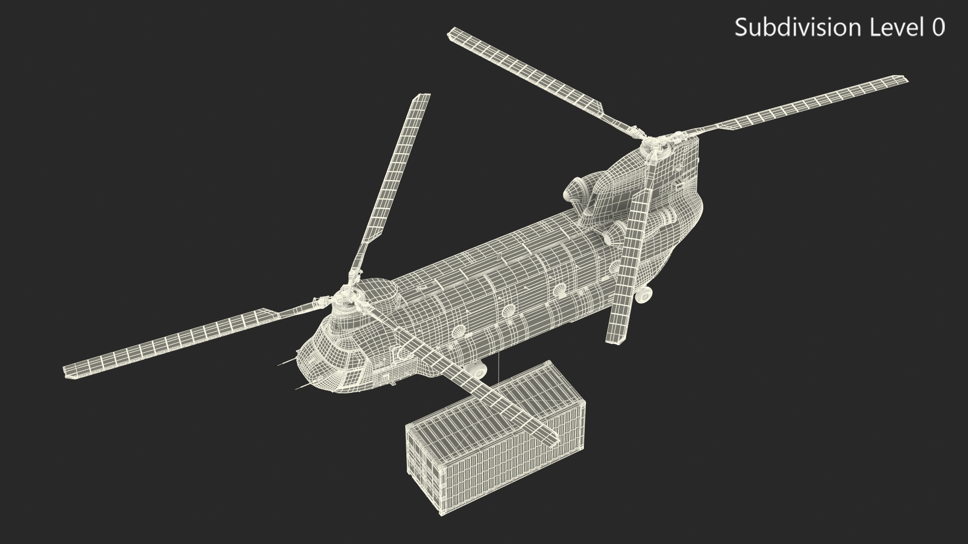 3D US Army Transport Helicopter With 20 ft ISO Container model