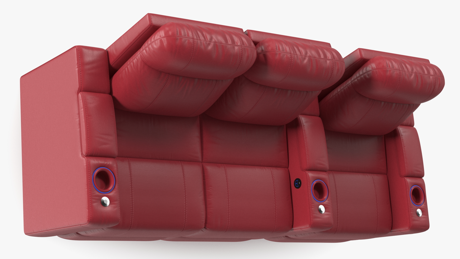 3D Valencia Home Theater Seating Row of 3 Loveseat Red