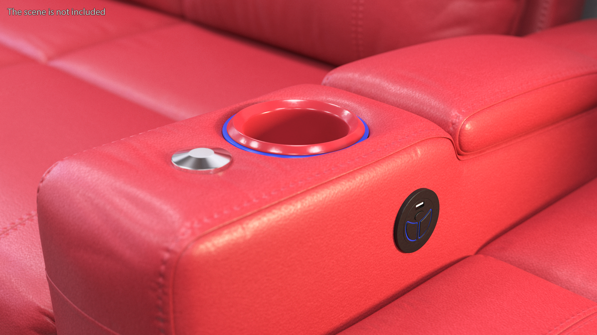 3D Valencia Home Theater Seating Row of 3 Loveseat Red