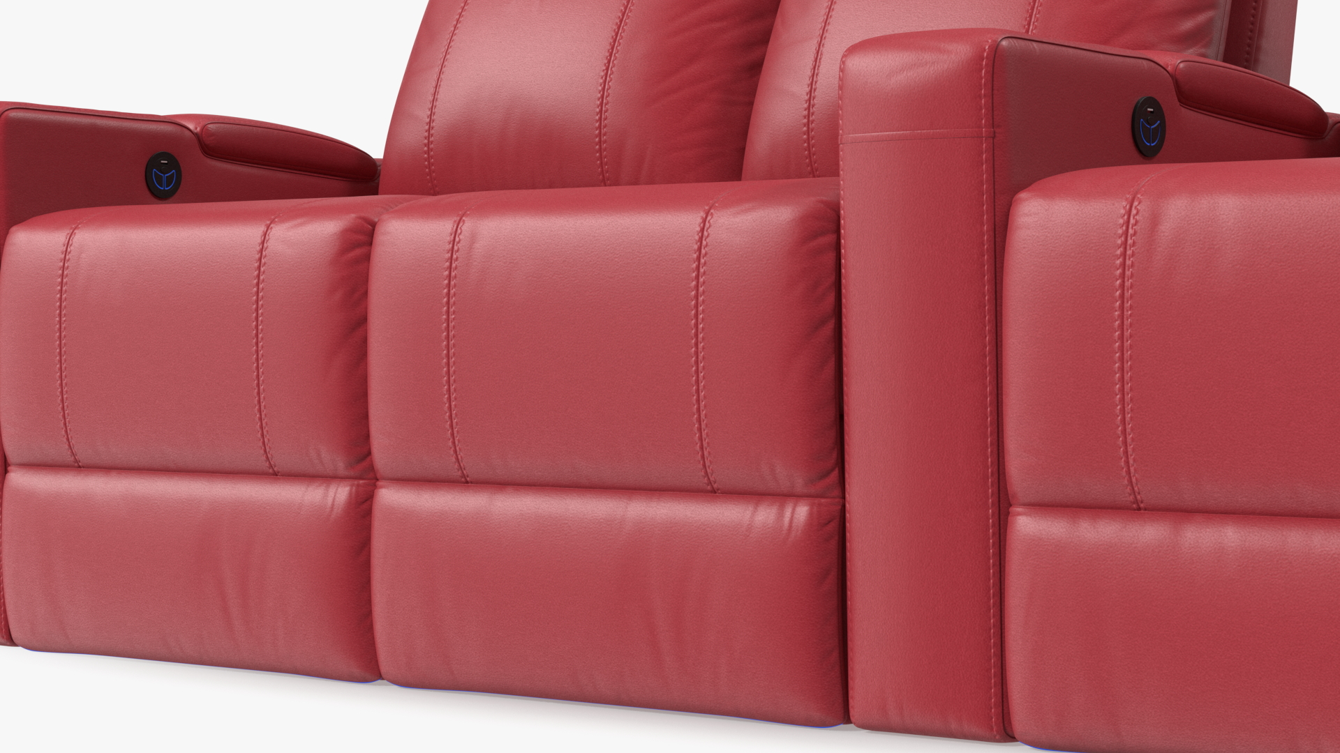 3D Valencia Home Theater Seating Row of 3 Loveseat Red
