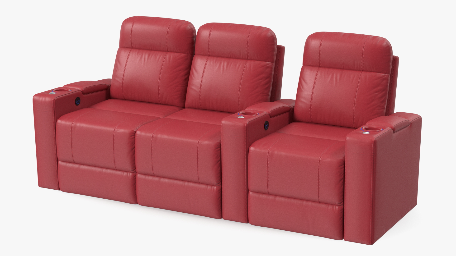 3D Valencia Home Theater Seating Row of 3 Loveseat Red