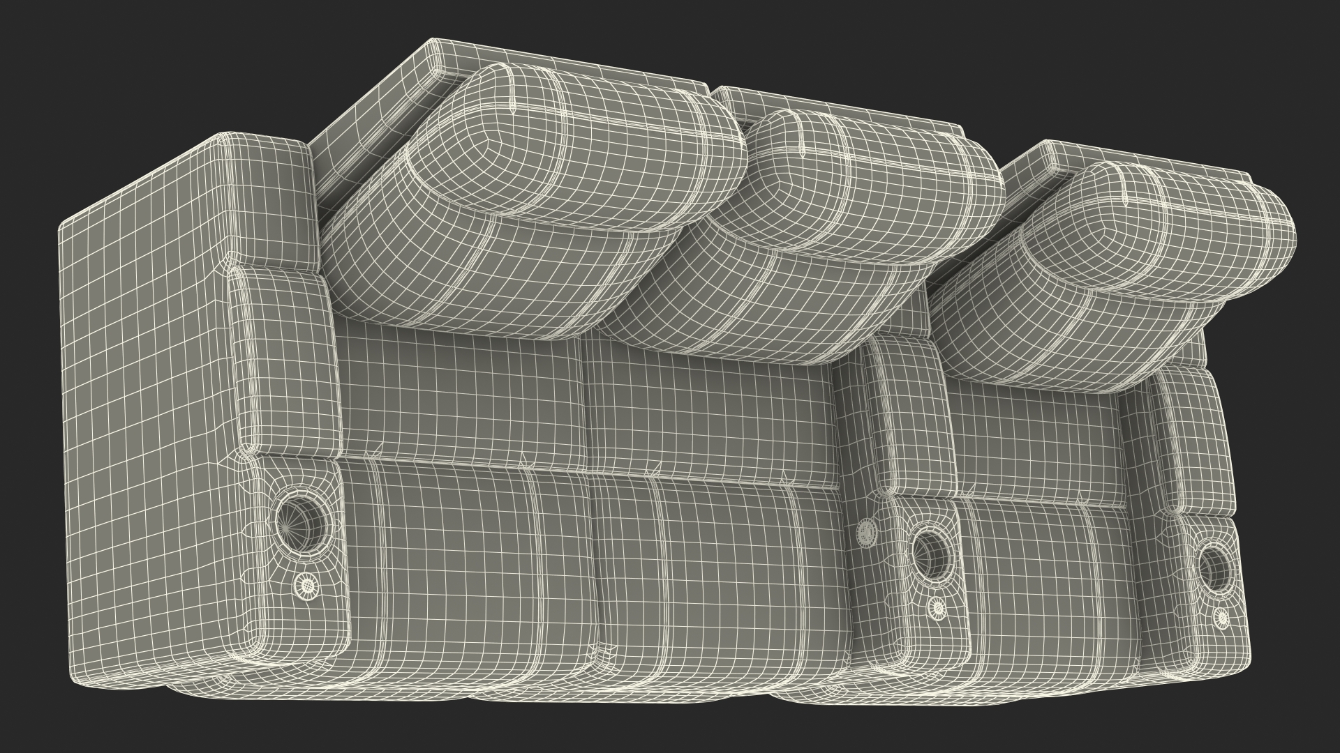 3D Valencia Home Theater Seating Row of 3 Loveseat Red